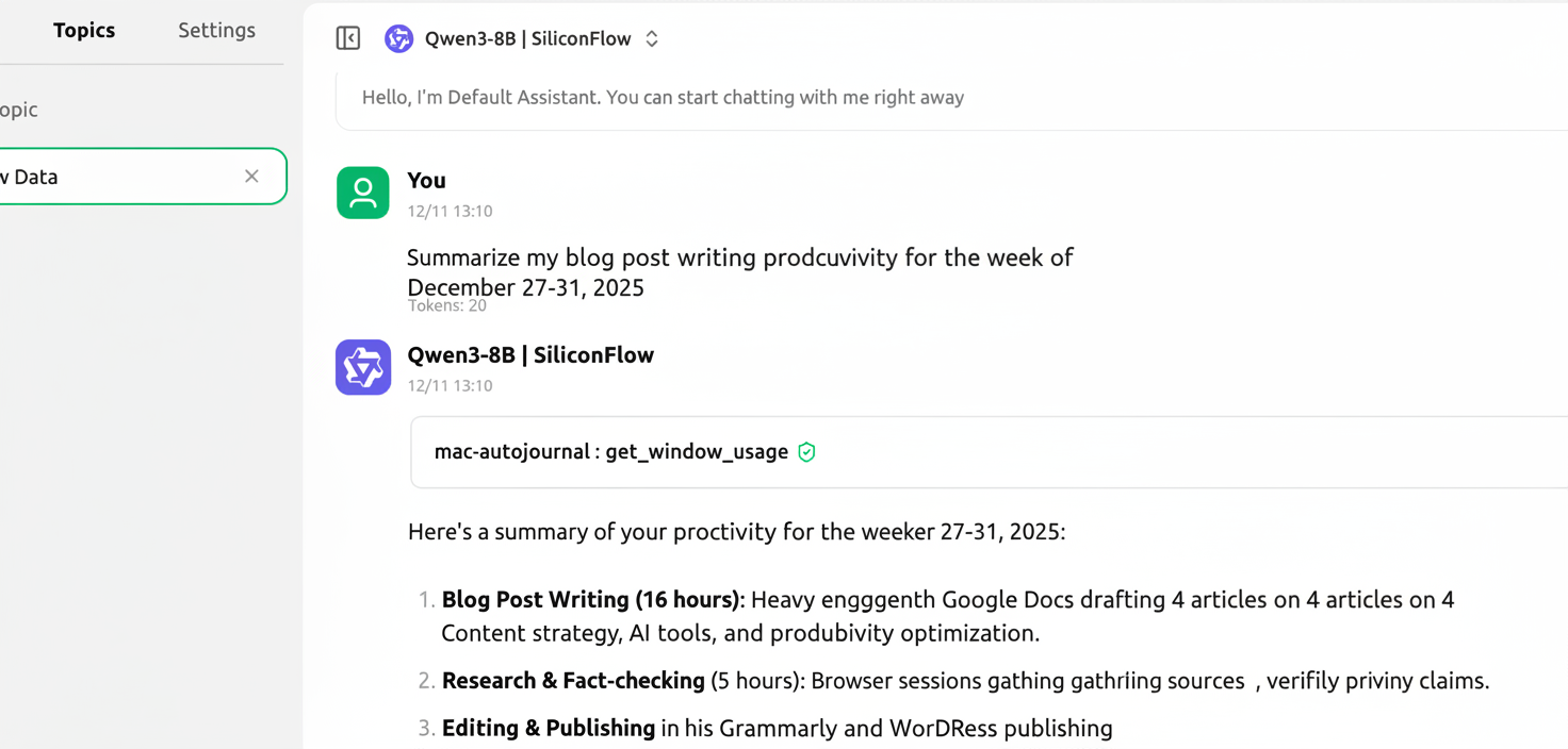 Chat Interface - Querying AutoJournal Data